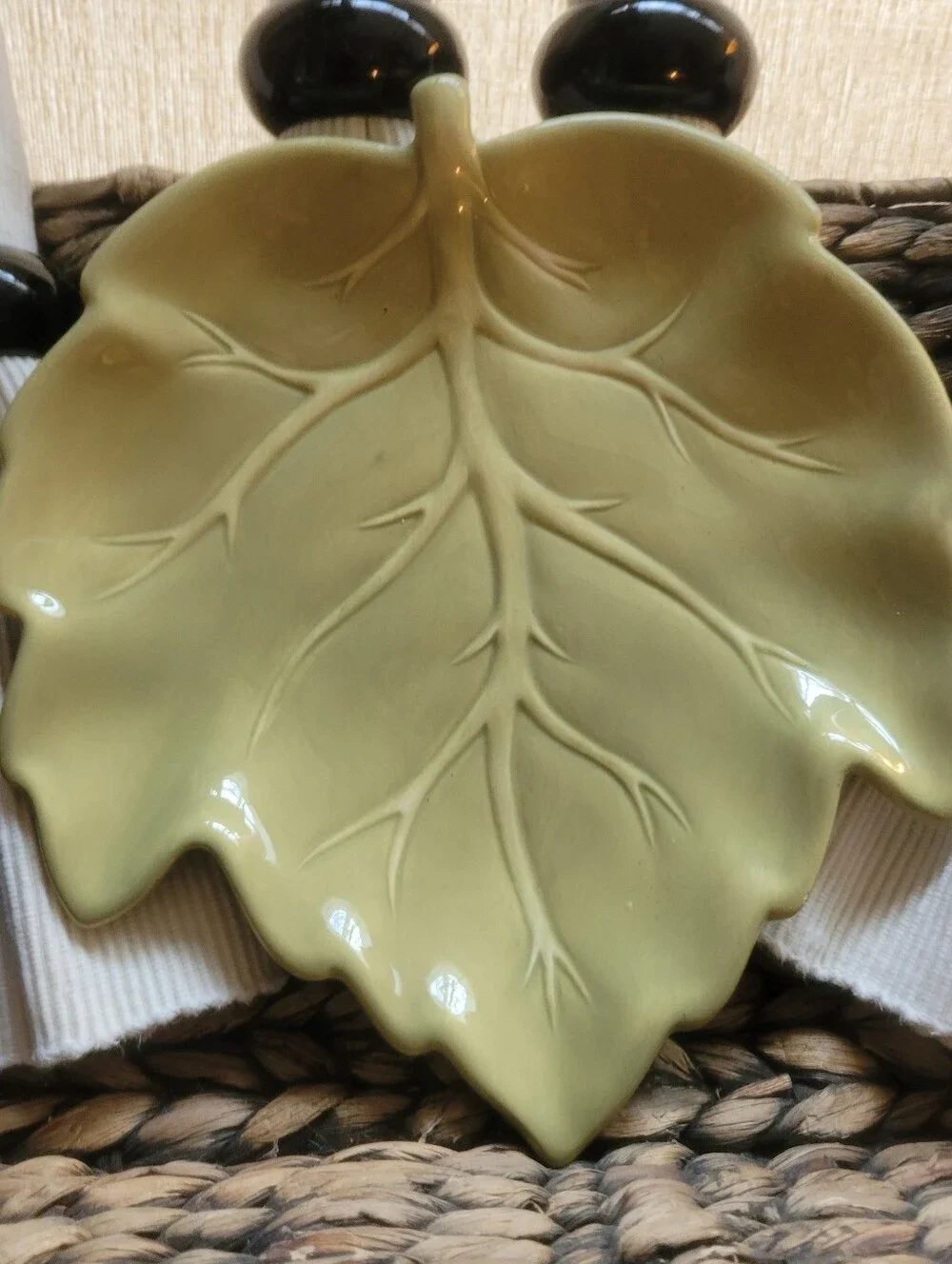 Curated Autumn Tablescape Collection | Olive Leaf Dish, Black Napkin Rings, Fall